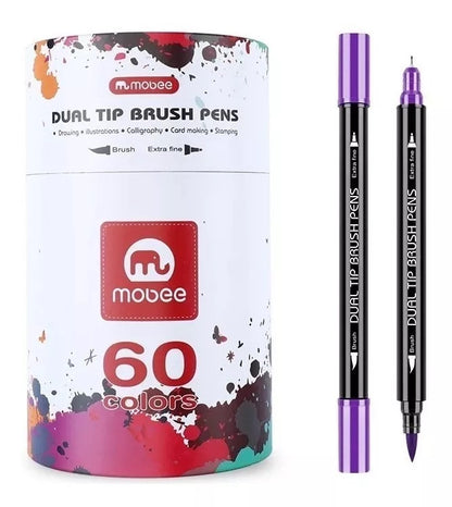 Marcadores Doble Punta Lettering Mobee 60 Colores - Bottegachile