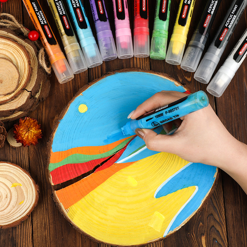 Marcadores Acrílicos Mobee Punta Gruesa 10mm 12 Colores – Bottegachile