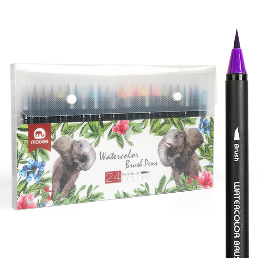 Marcadores de Acuarela Mobee Punta Pincel 24 Colores