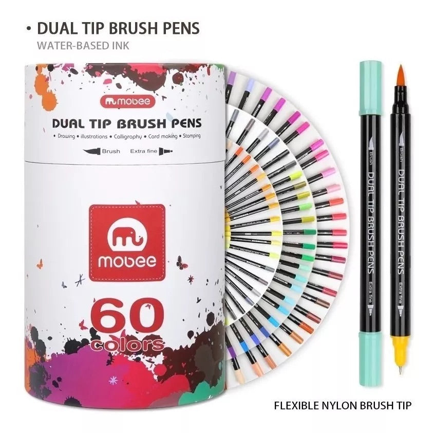 Marcadores Doble Punta Lettering Mobee 60 Colores - Bottegachile
