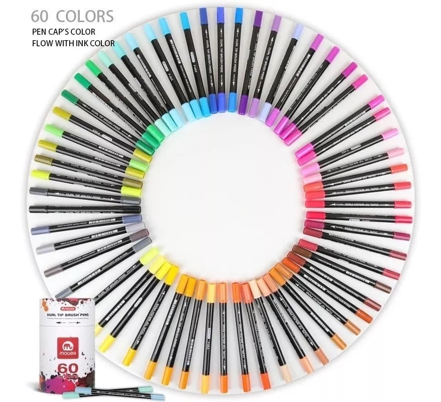 Marcadores Doble Punta Lettering Mobee 60 Colores - Bottegachile