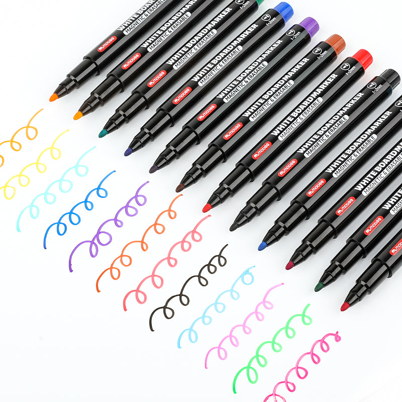 Plumones de Pizarra Mobee Con Borrador 12 Colores