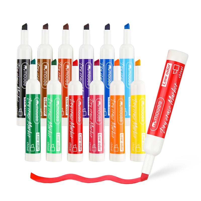 Plumones de Pizarra Mobee Punta Fina 12 Colores