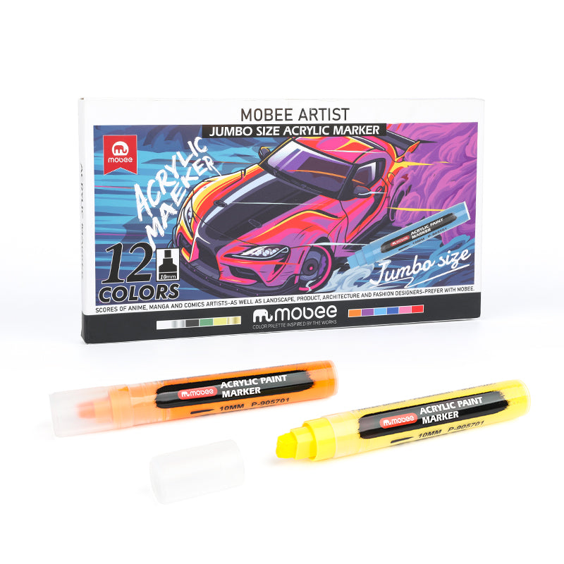 Marcadores Acrílicos Mobee Punta Gruesa 10mm 12 Colores – Bottegachile