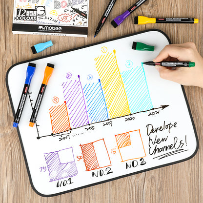 Plumones de Pizarra Mobee Con Borrador 12 Colores