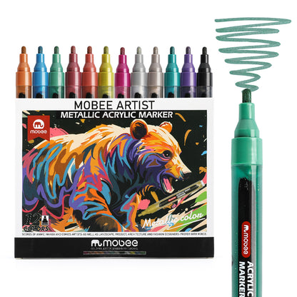 Marcadores Acrílicos Mobee 12 Colores Metálicos – Bottegachile