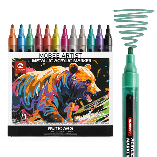 Marcadores Acrílicos Mobee 12 Colores Metálicos