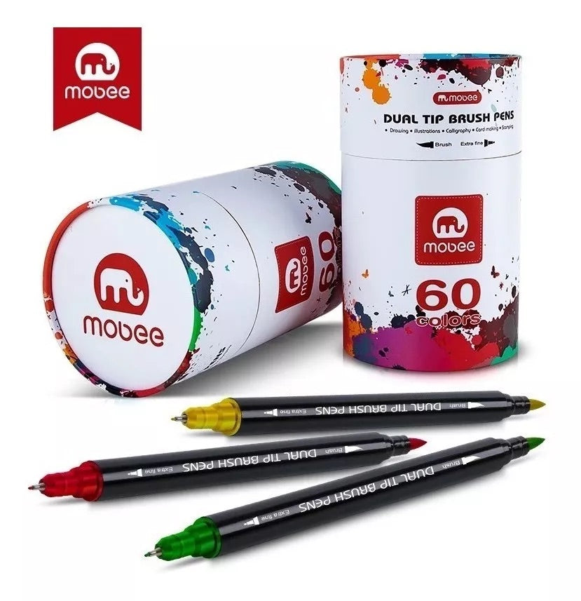 Marcadores Doble Punta Lettering Mobee 60 Colores - Bottegachile
